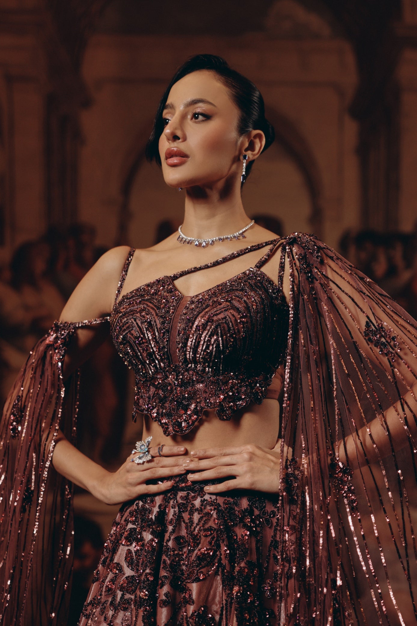 Garnet Cape Top And Skirt set