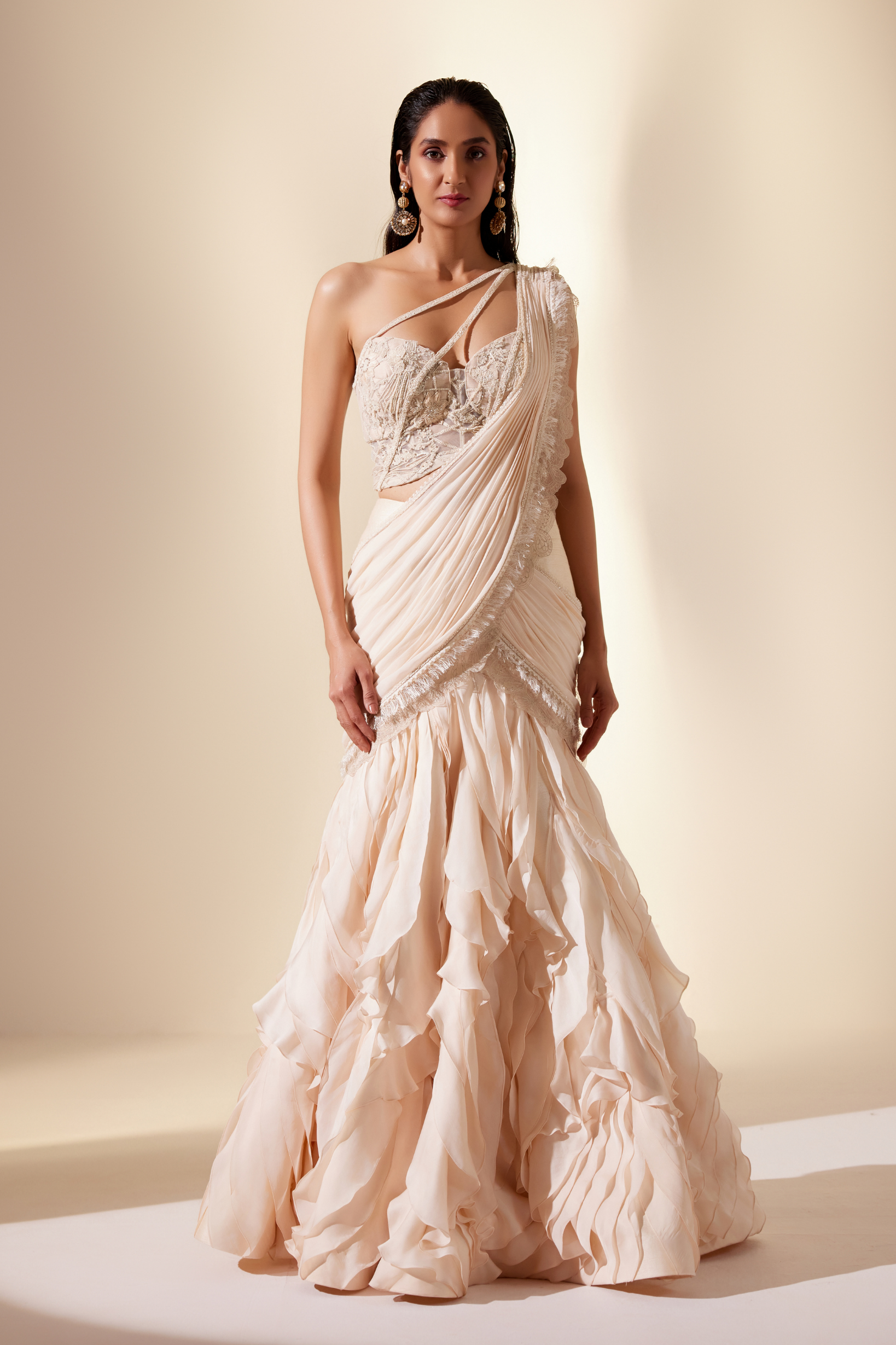 Moonbeam ivory saree (ivory saree)