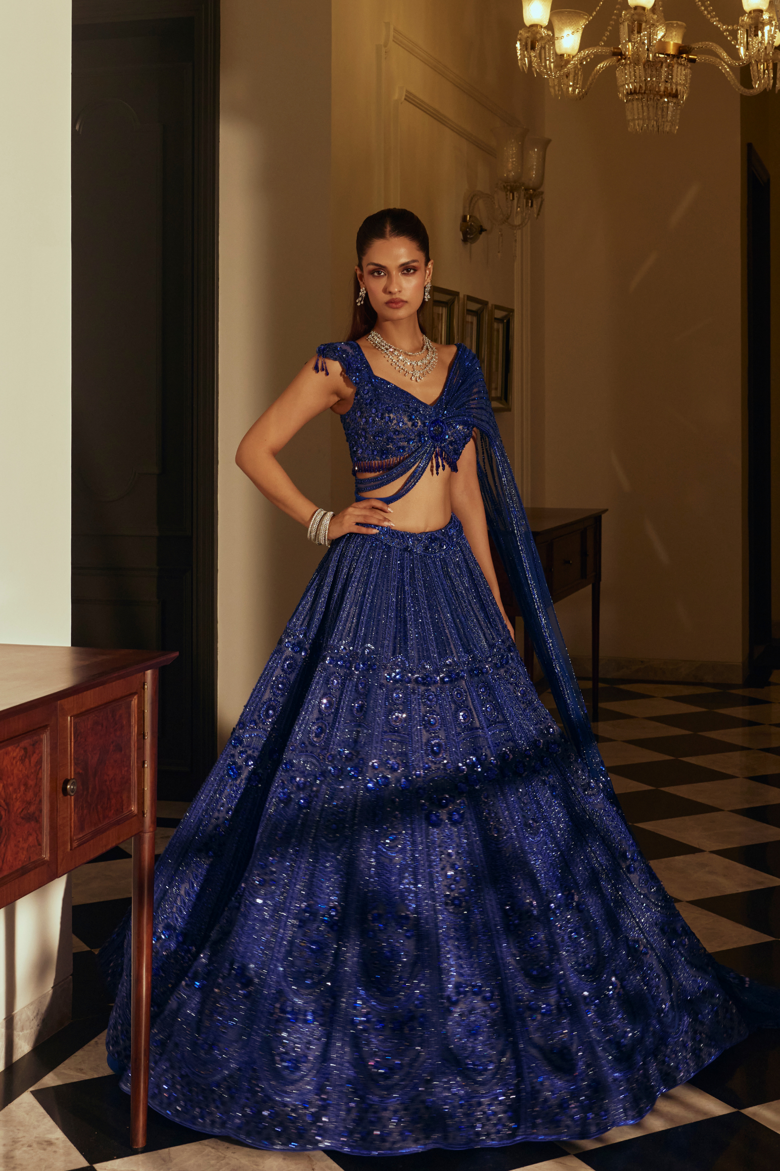 Sequin- Embellished Lehenga Set