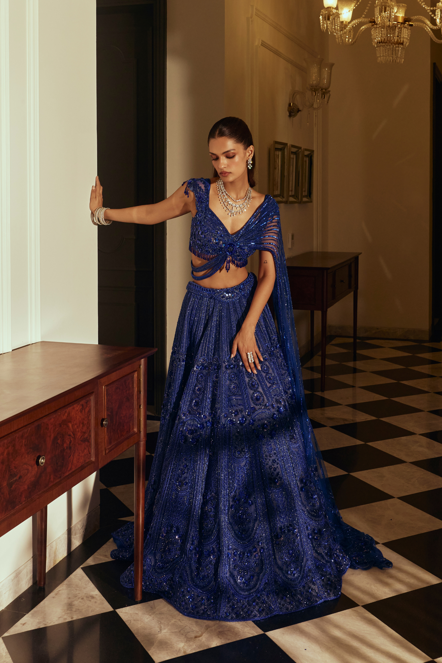 Sequin- Embellished Lehenga Set