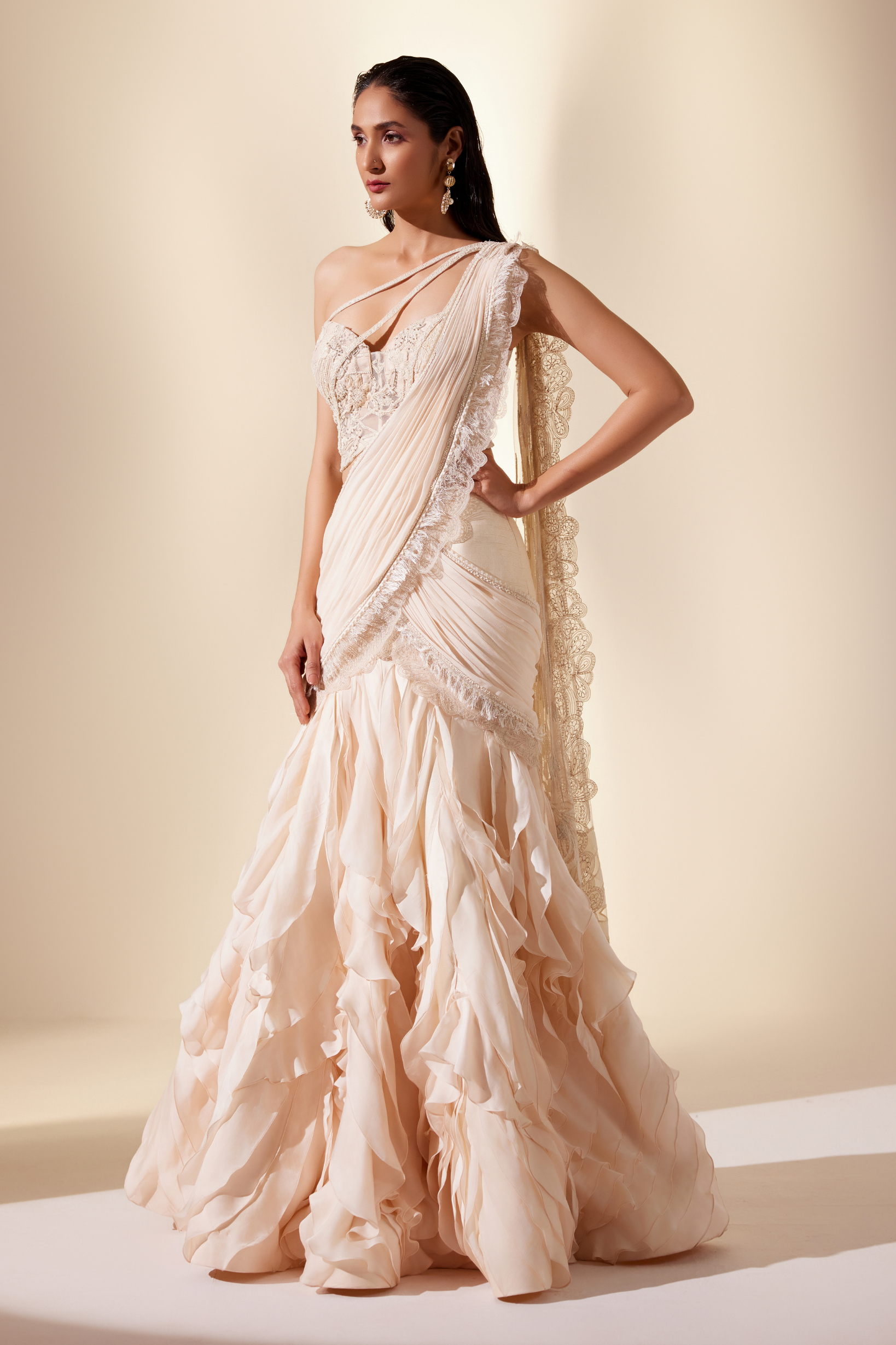 Moonbeam ivory saree (ivory saree)