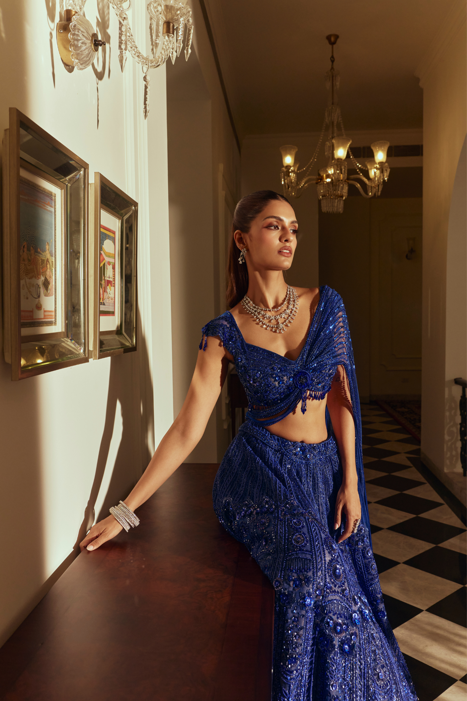 Sequin- Embellished Lehenga Set