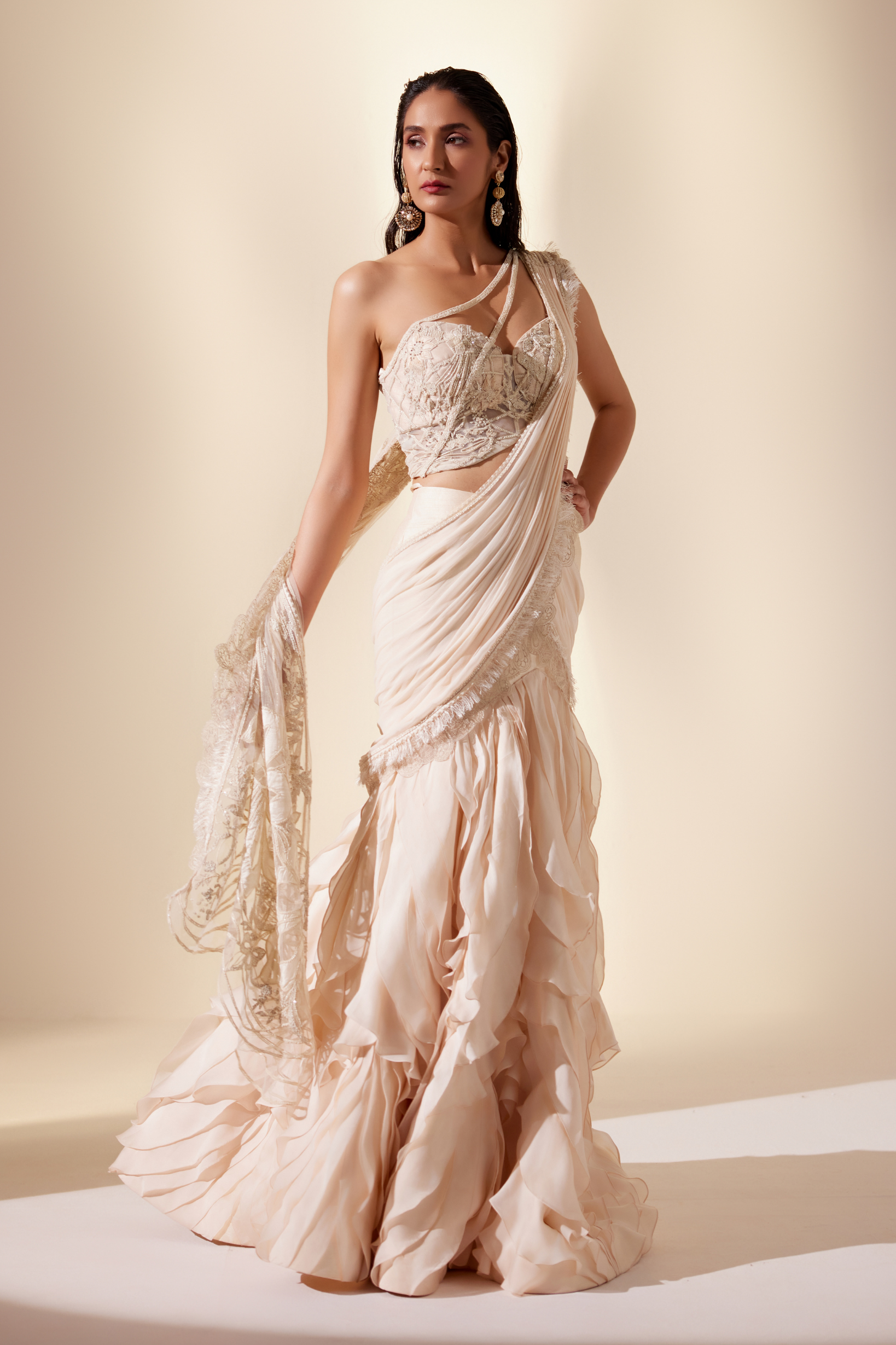 Moonbeam ivory saree (ivory saree)