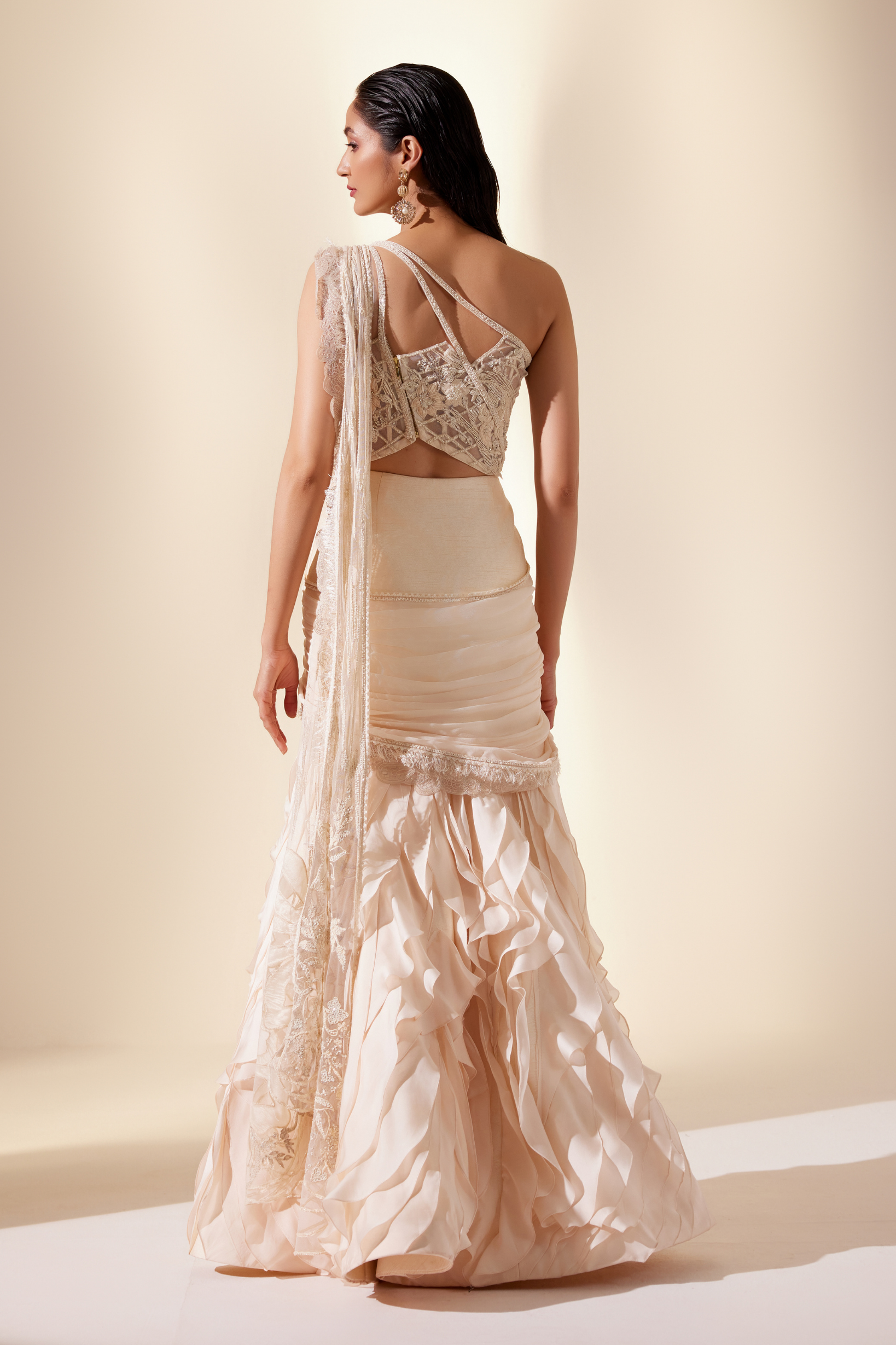 Moonbeam ivory saree (ivory saree)