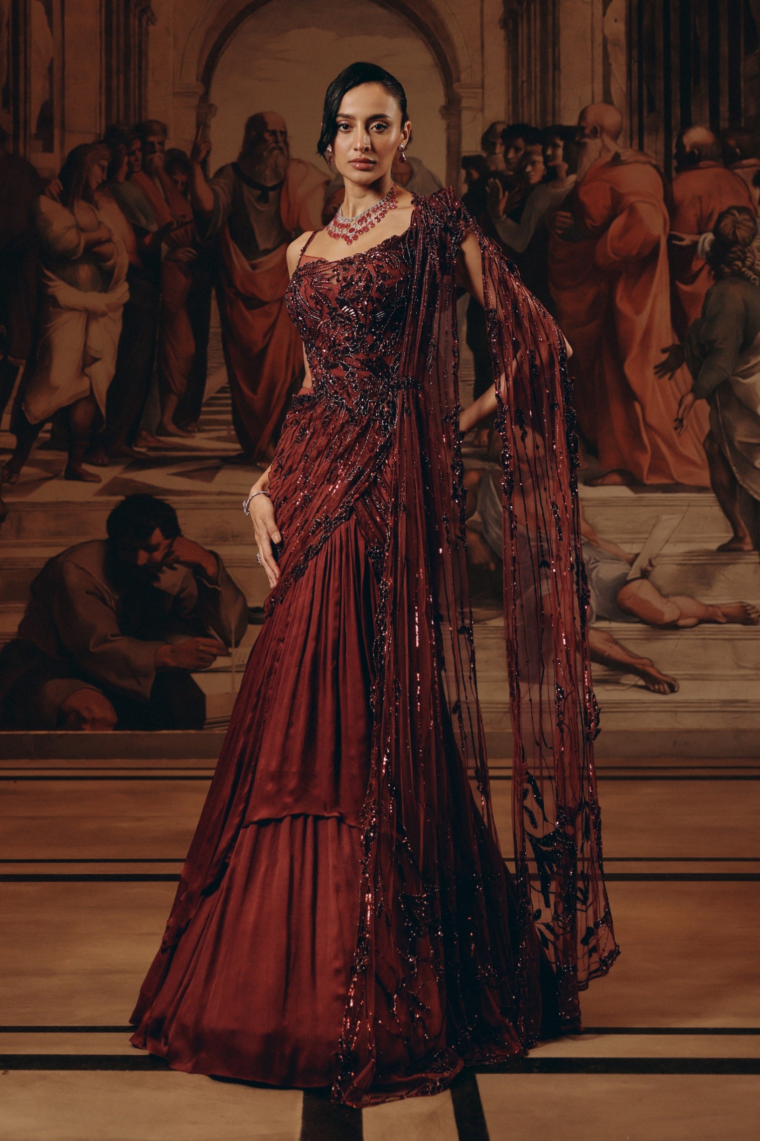 Crimson Radiance saree
