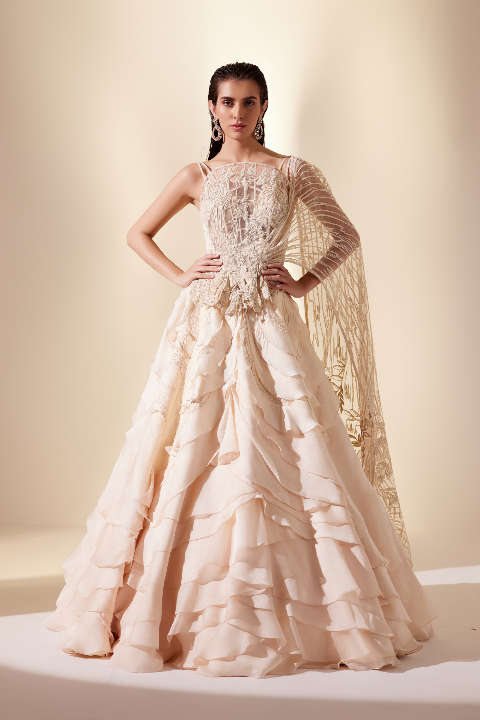 Lunar gleam lehenga set (ivory skirt)