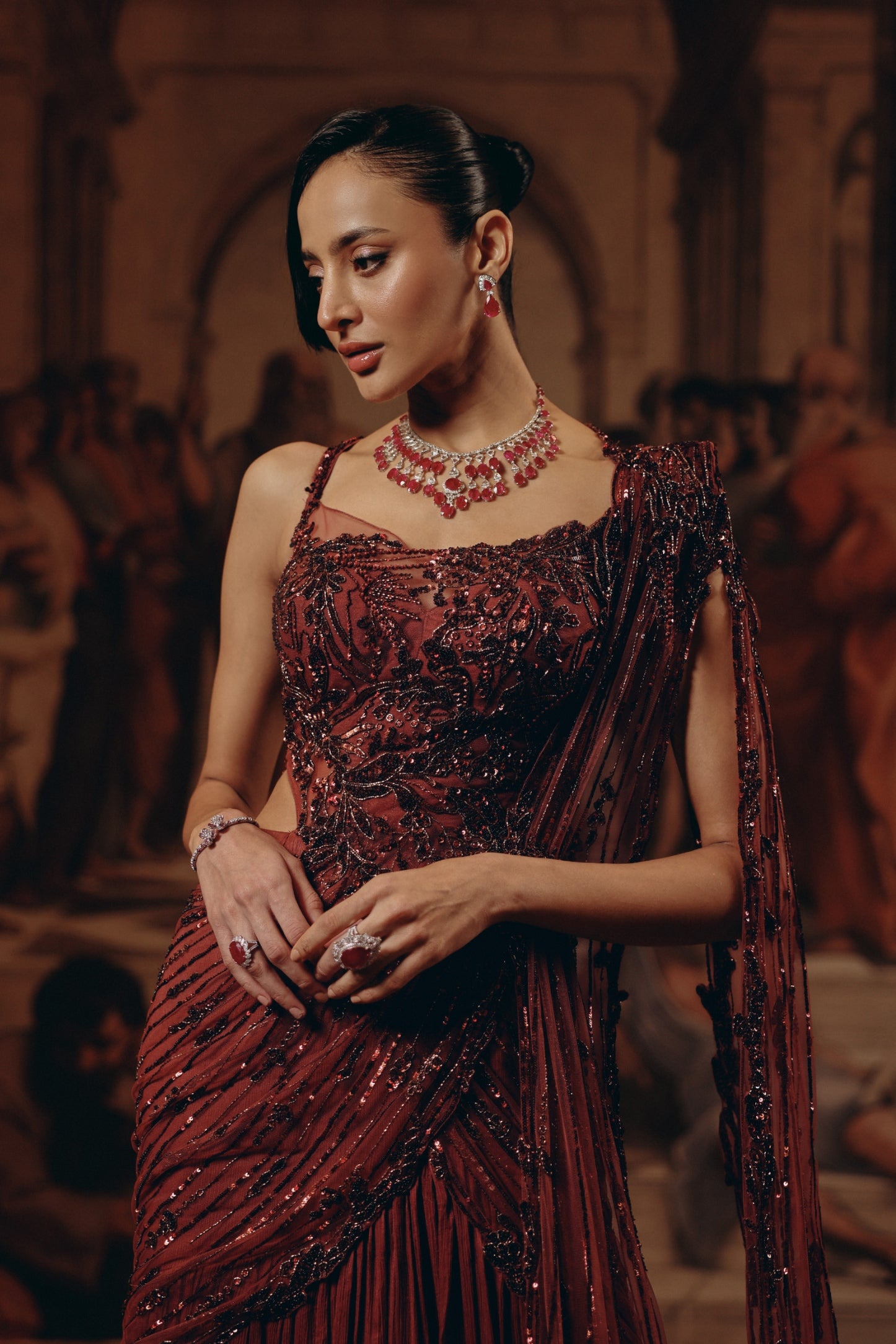 Crimson Radiance saree