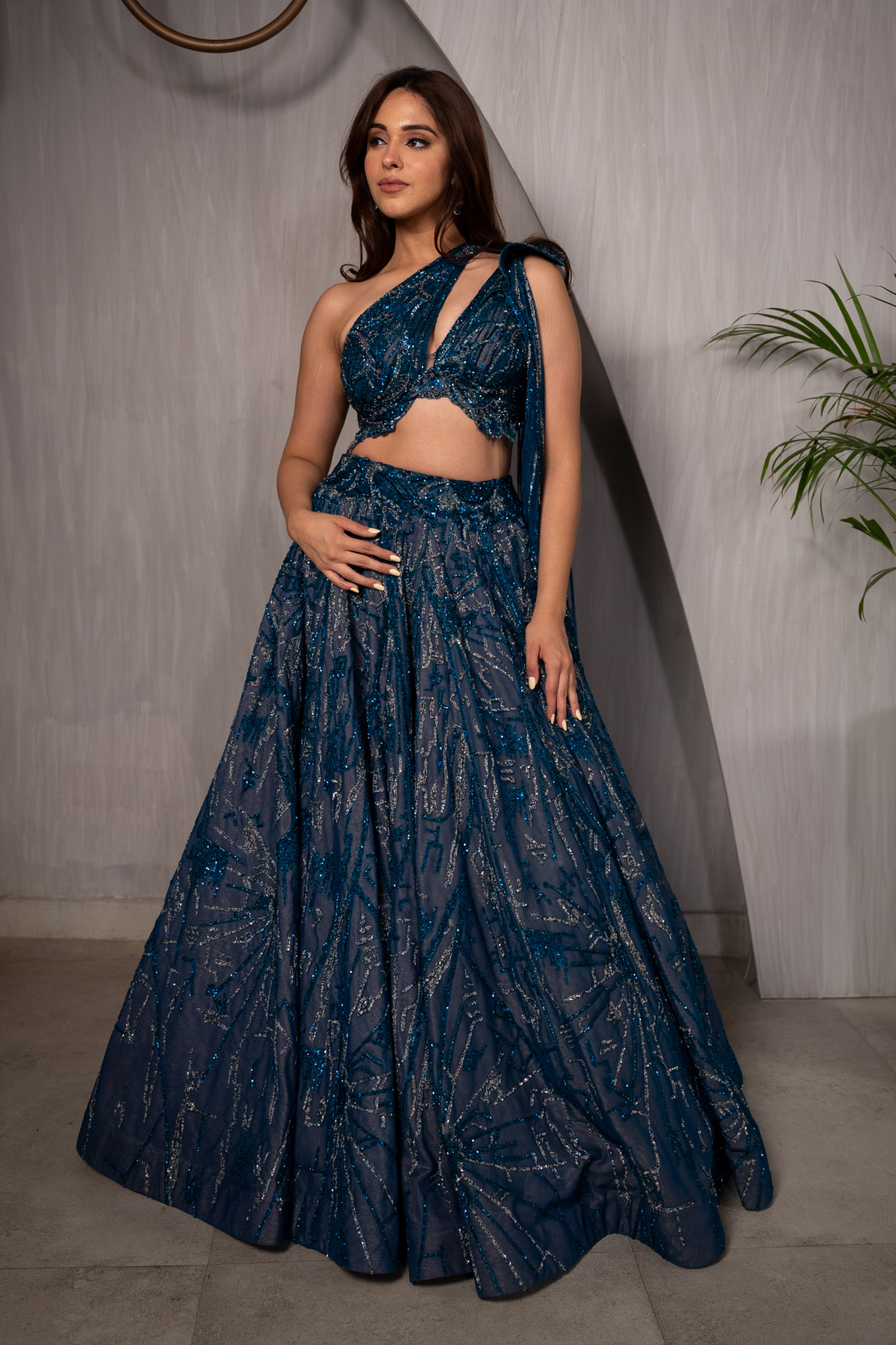 Priya Dora in Teal Bloom Lehenga