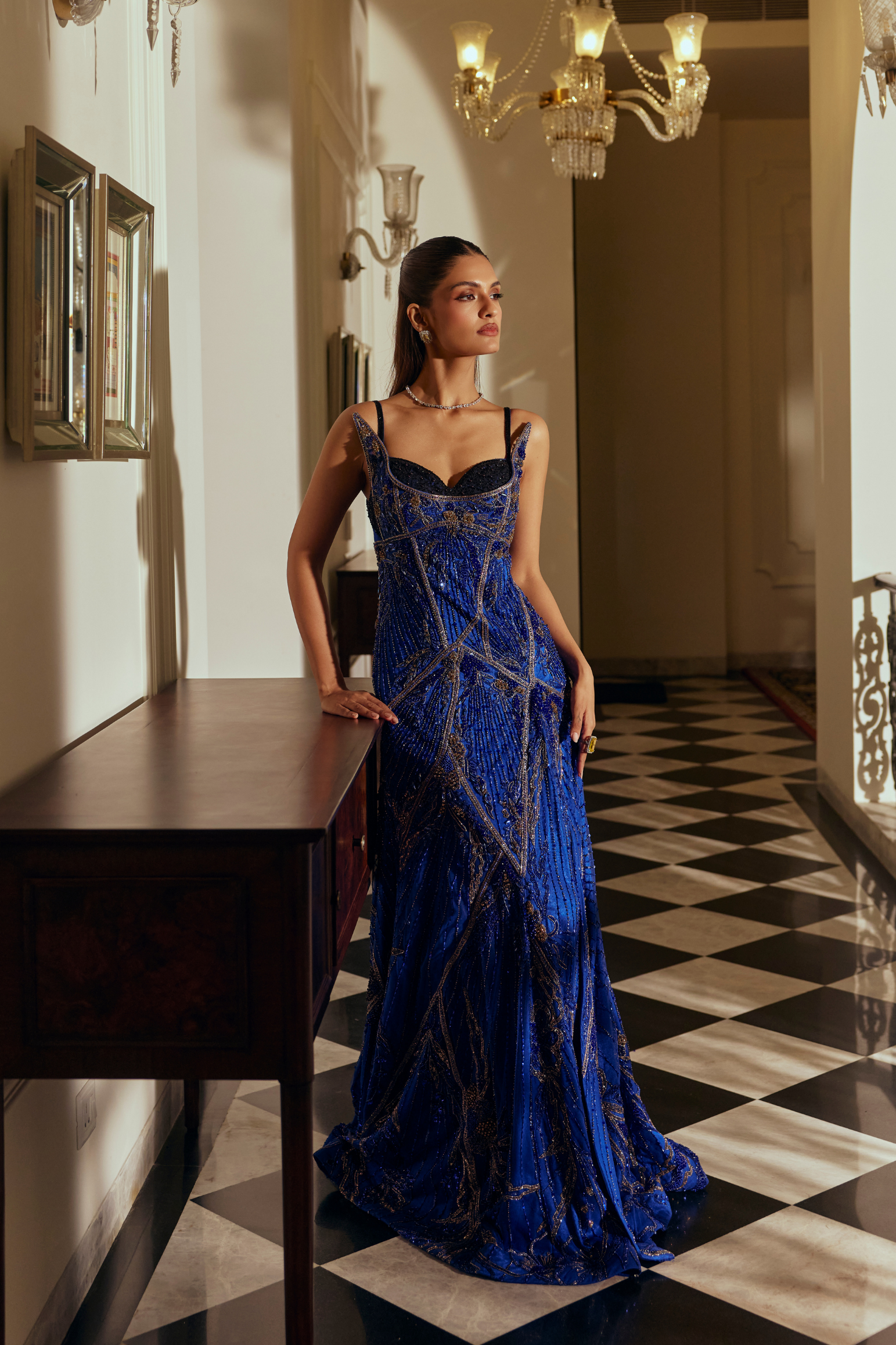 Embellished Corset Evening Gown