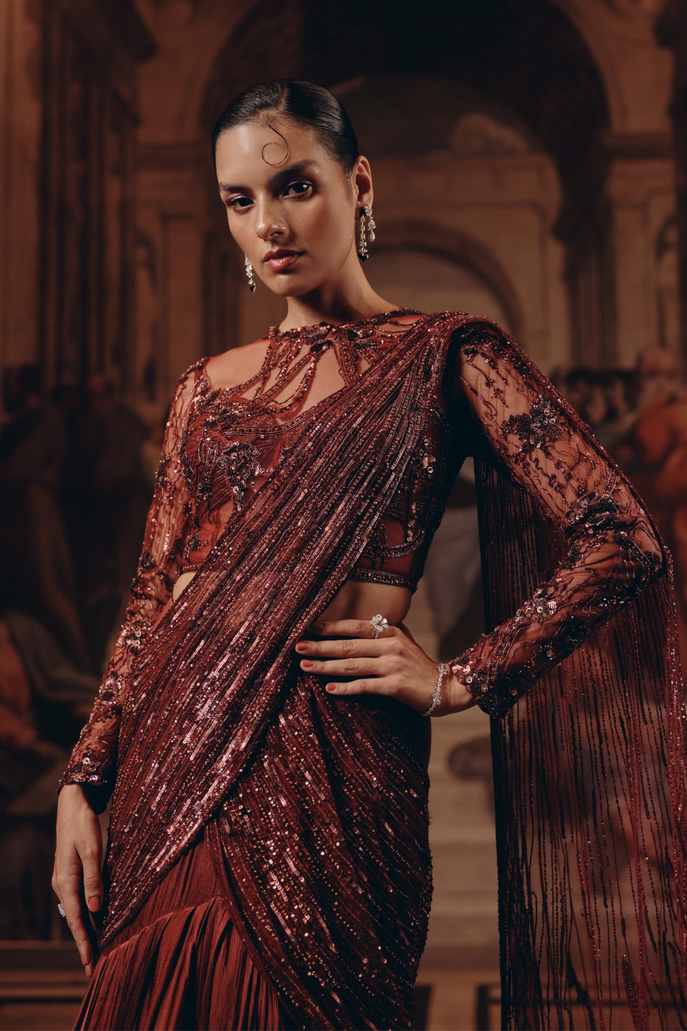 Imperial Garnet Drape saree