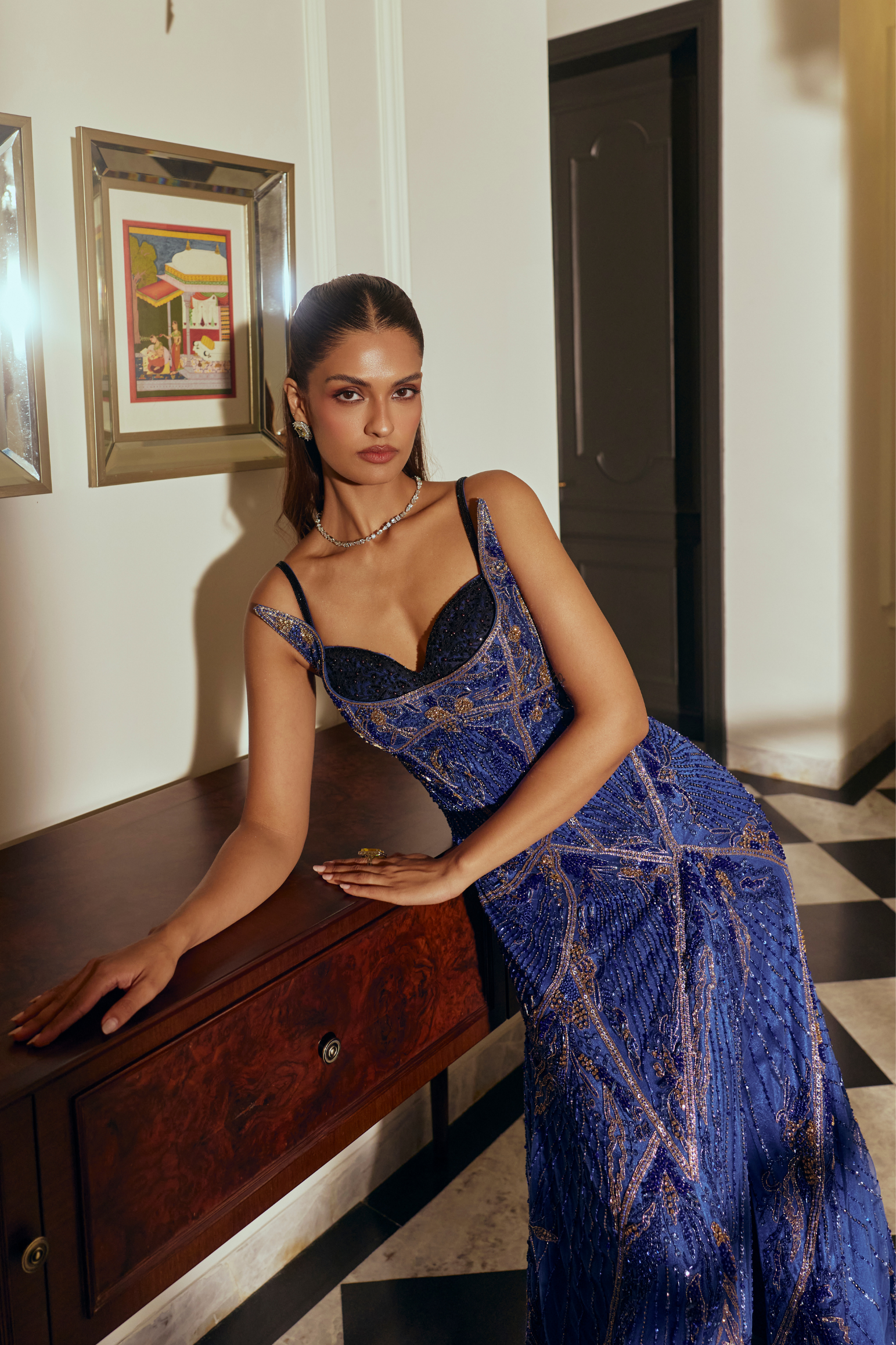 Embellished Corset Evening Gown