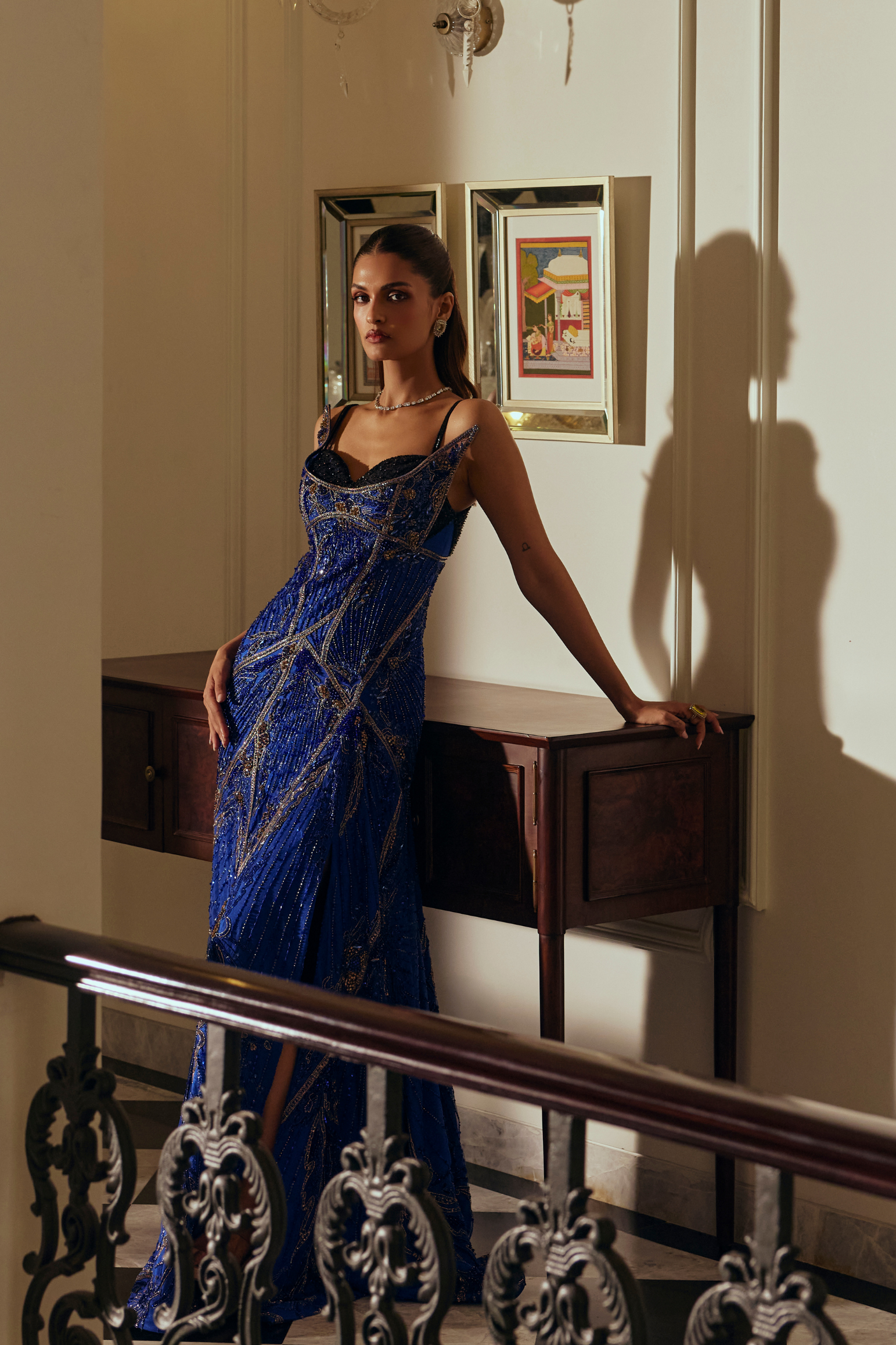 Embellished Corset Evening Gown