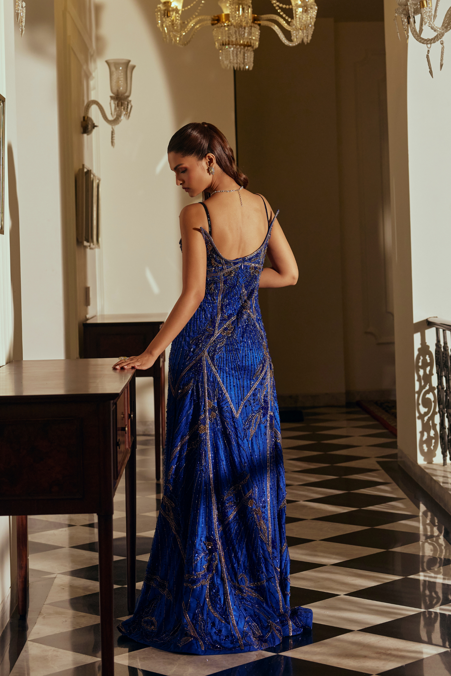 Embellished Corset Evening Gown