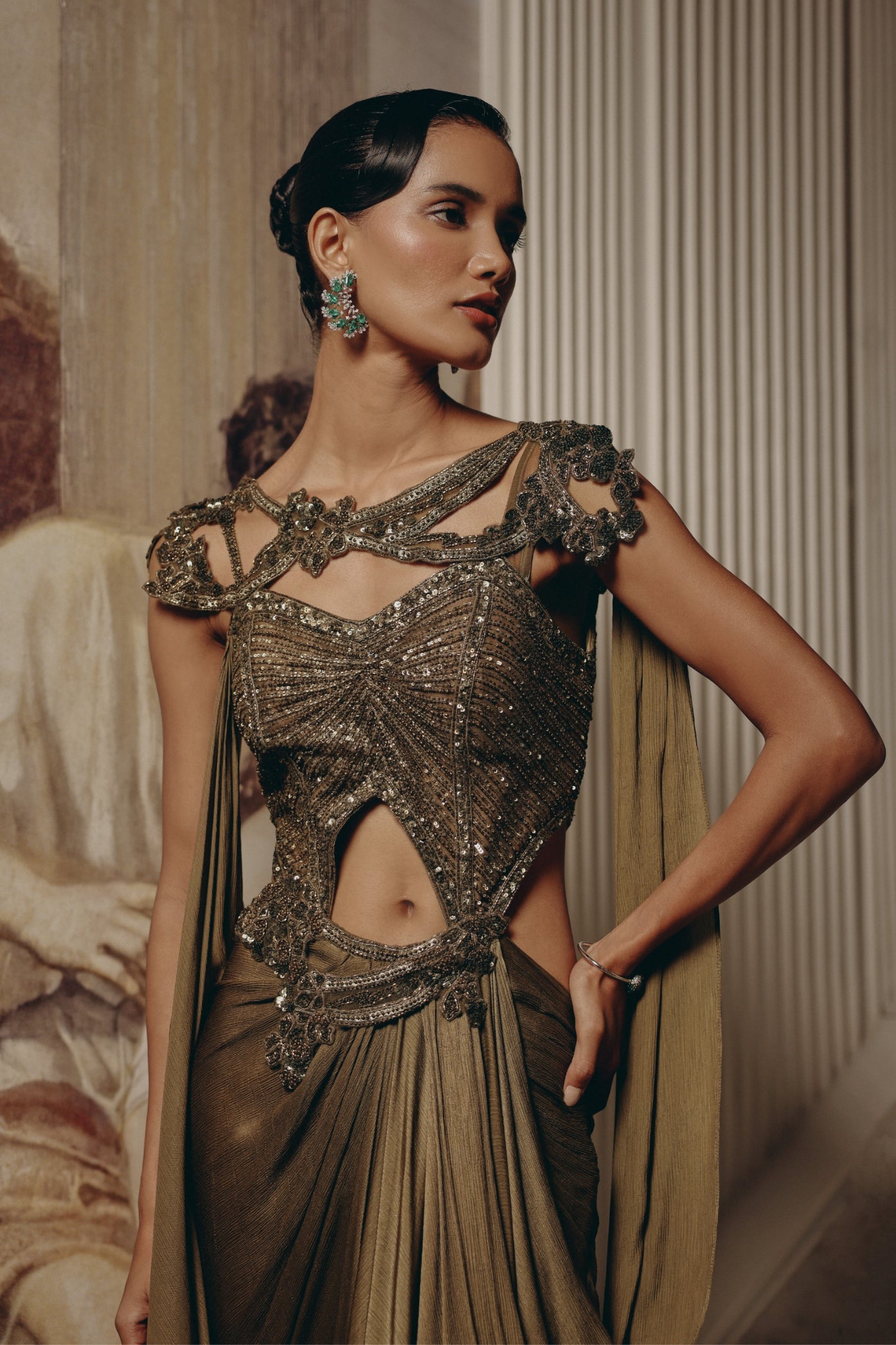 Sculpted Olive Drape