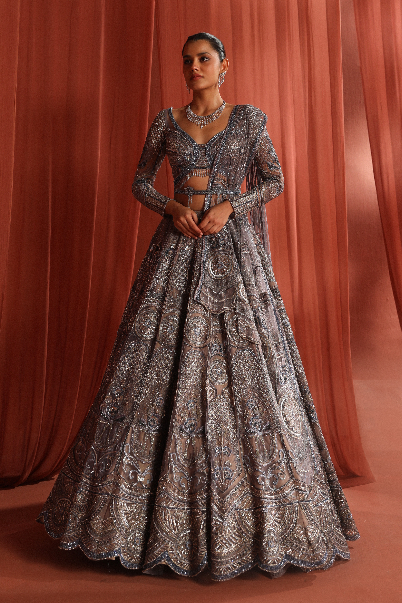 Blooming Geometry Lehenga