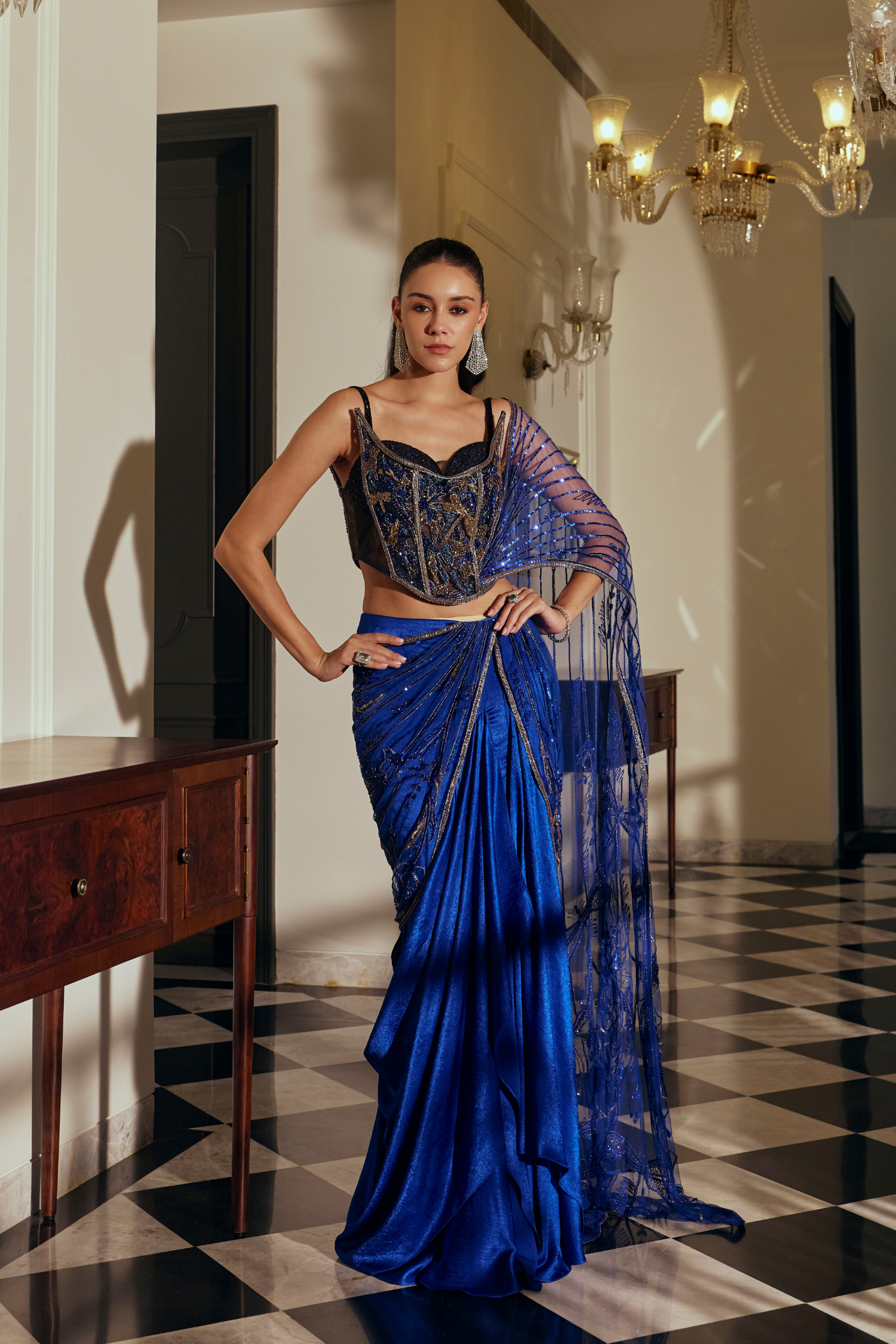 Embellished Corset Saree Set