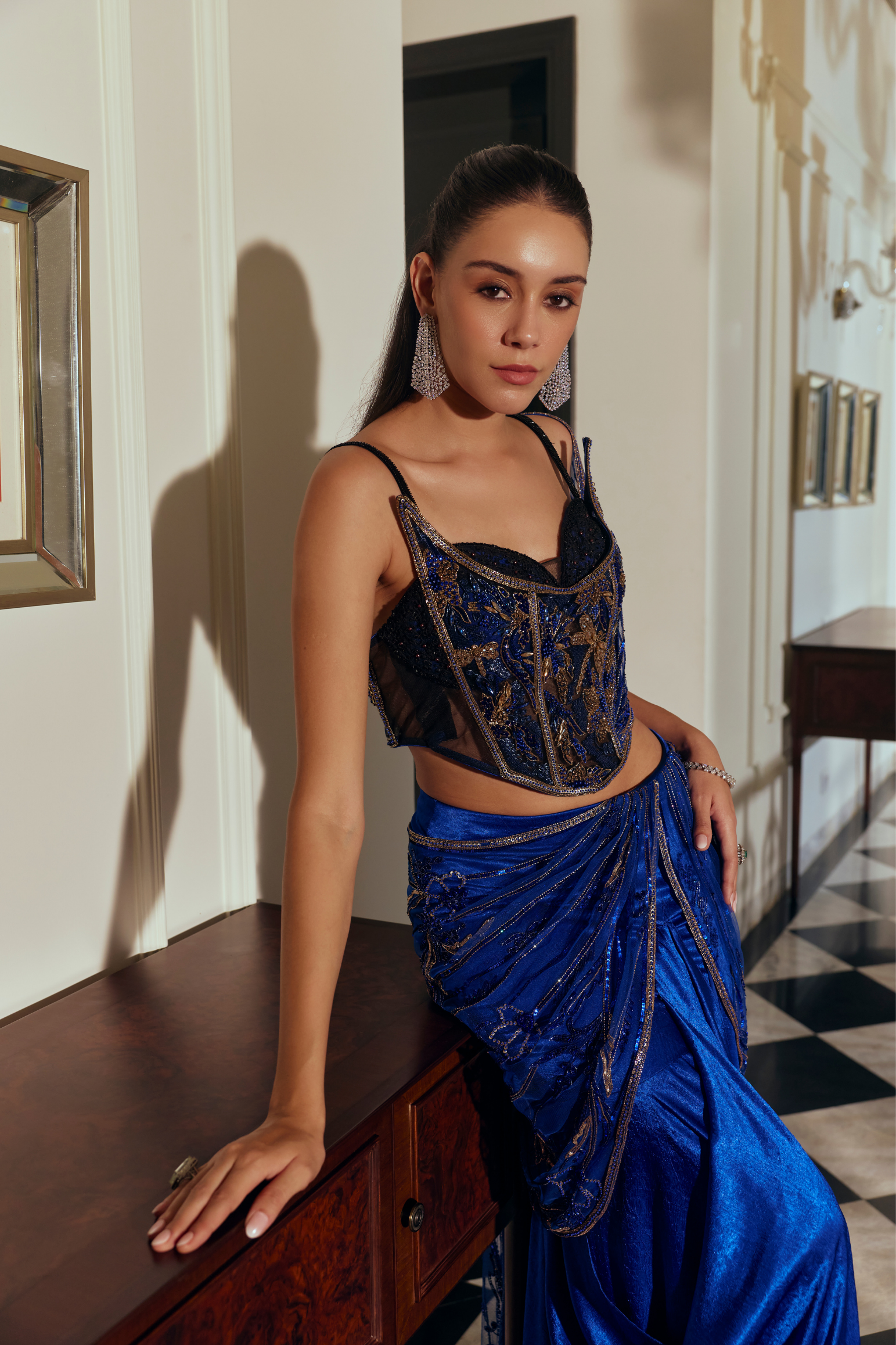 Embellished Corset Saree Set