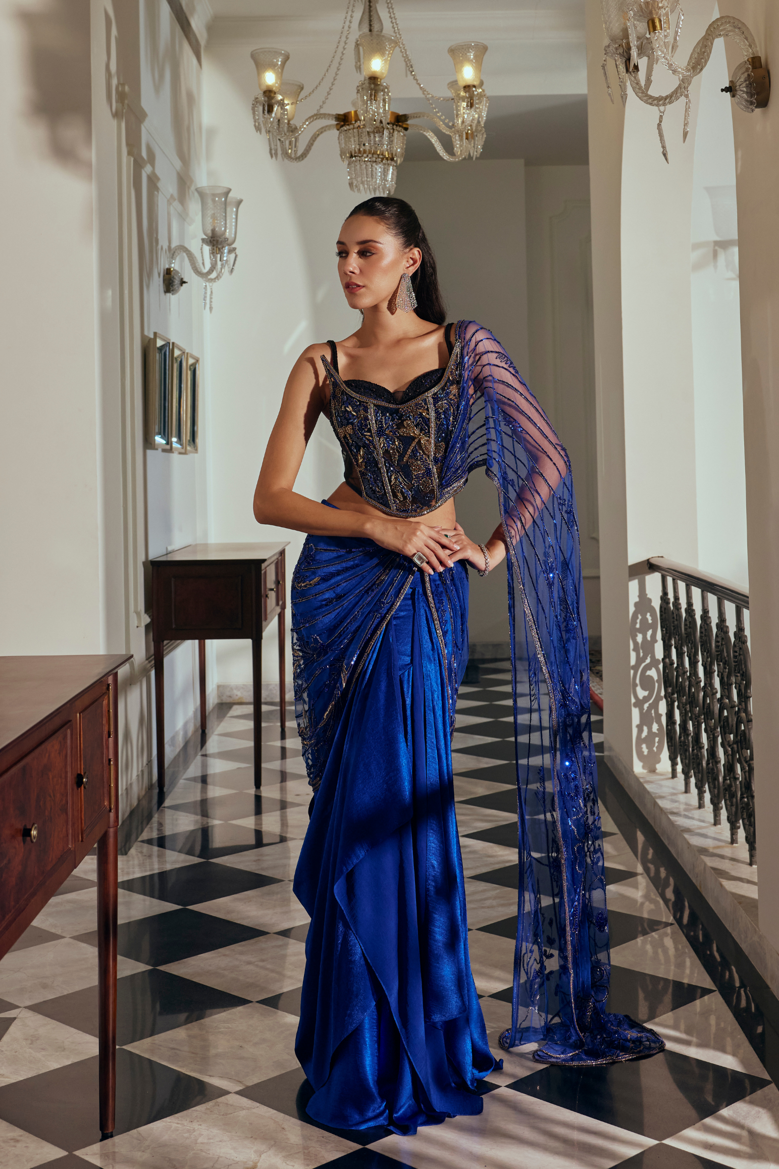 Embellished Corset Saree Set