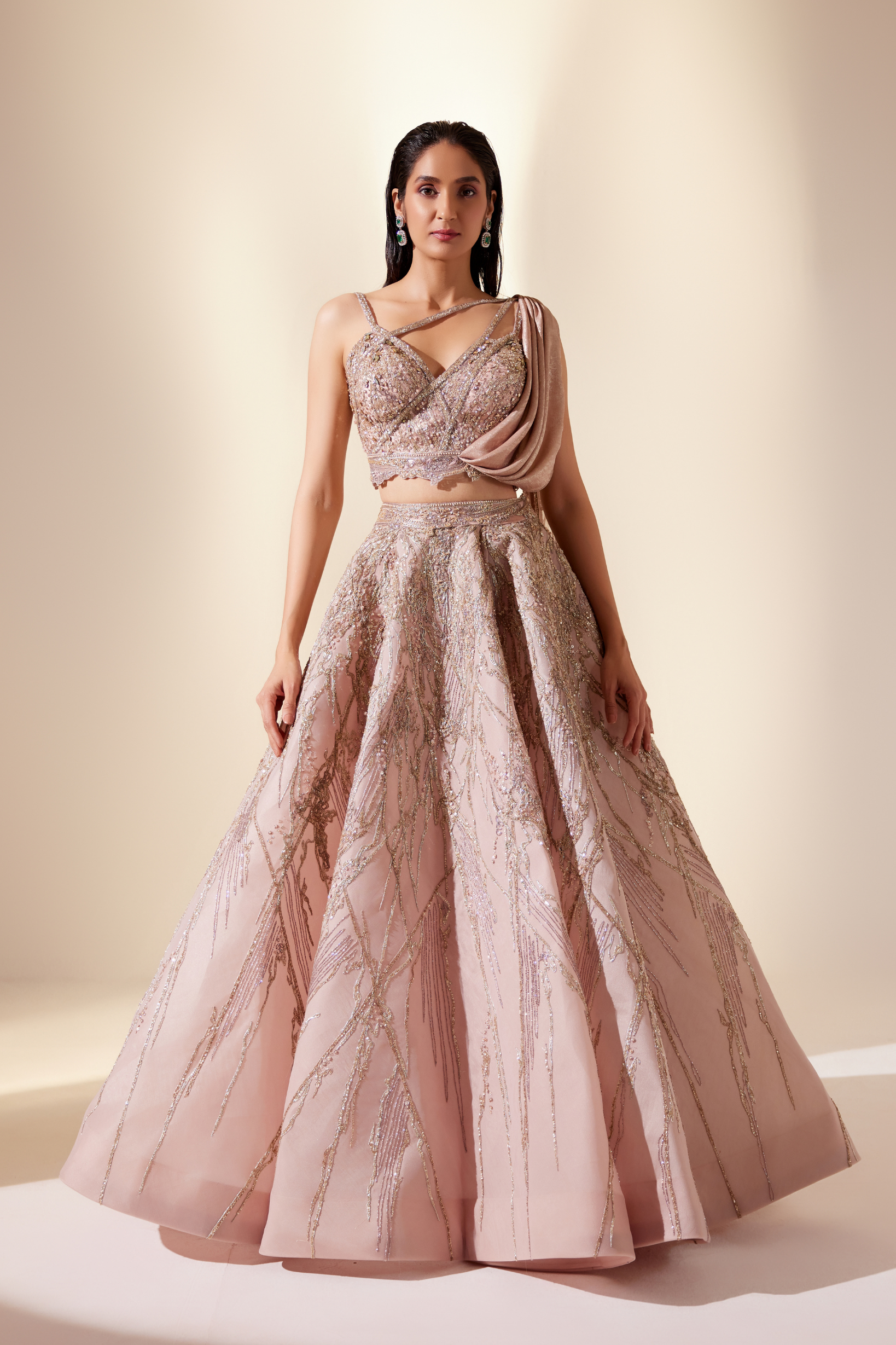 Radiant coral lehenga set