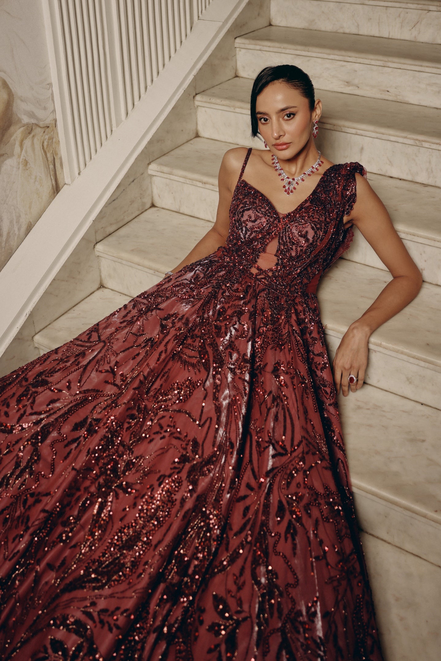 Crimson Nocturne Gown