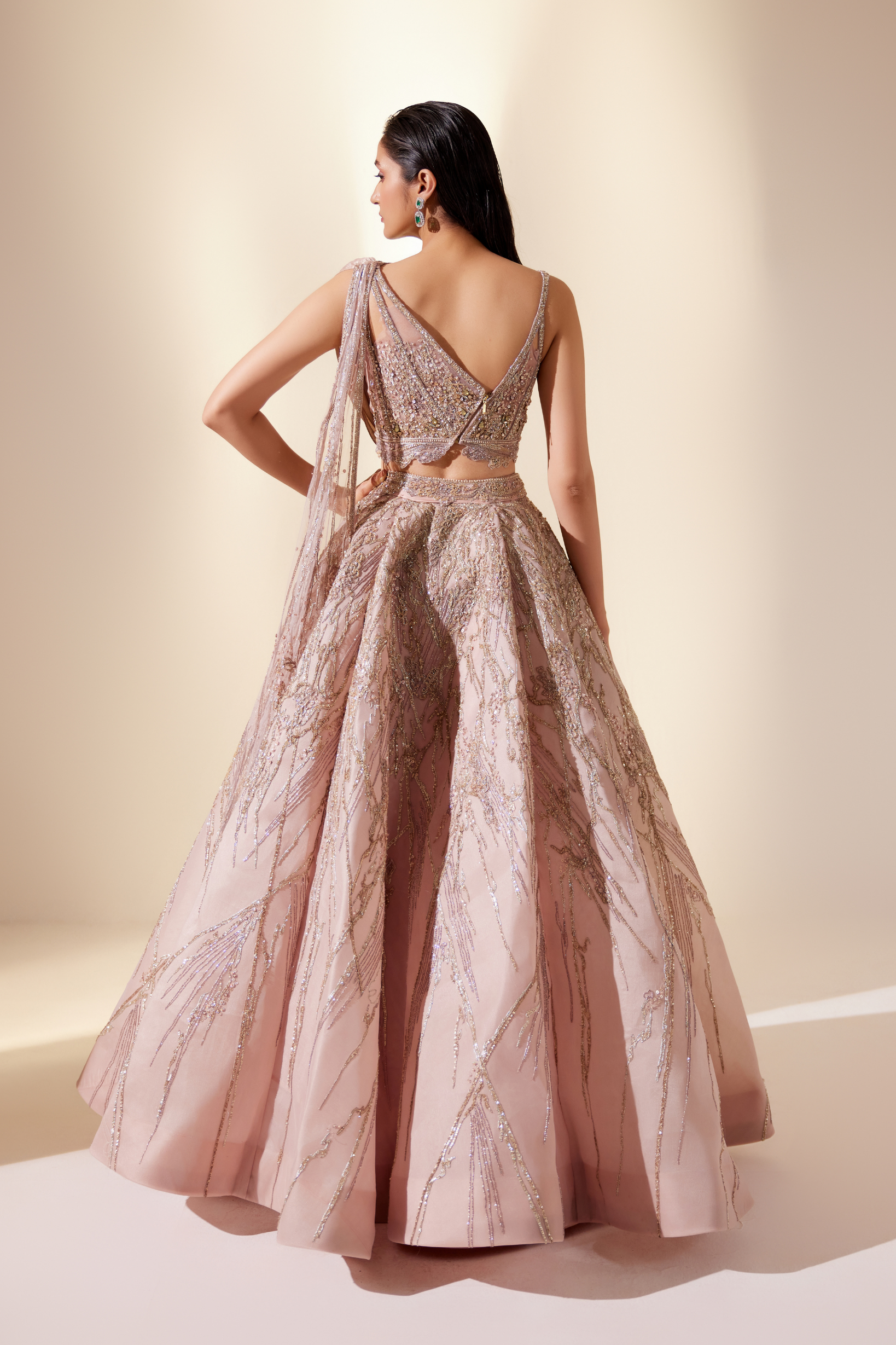 Radiant coral lehenga set