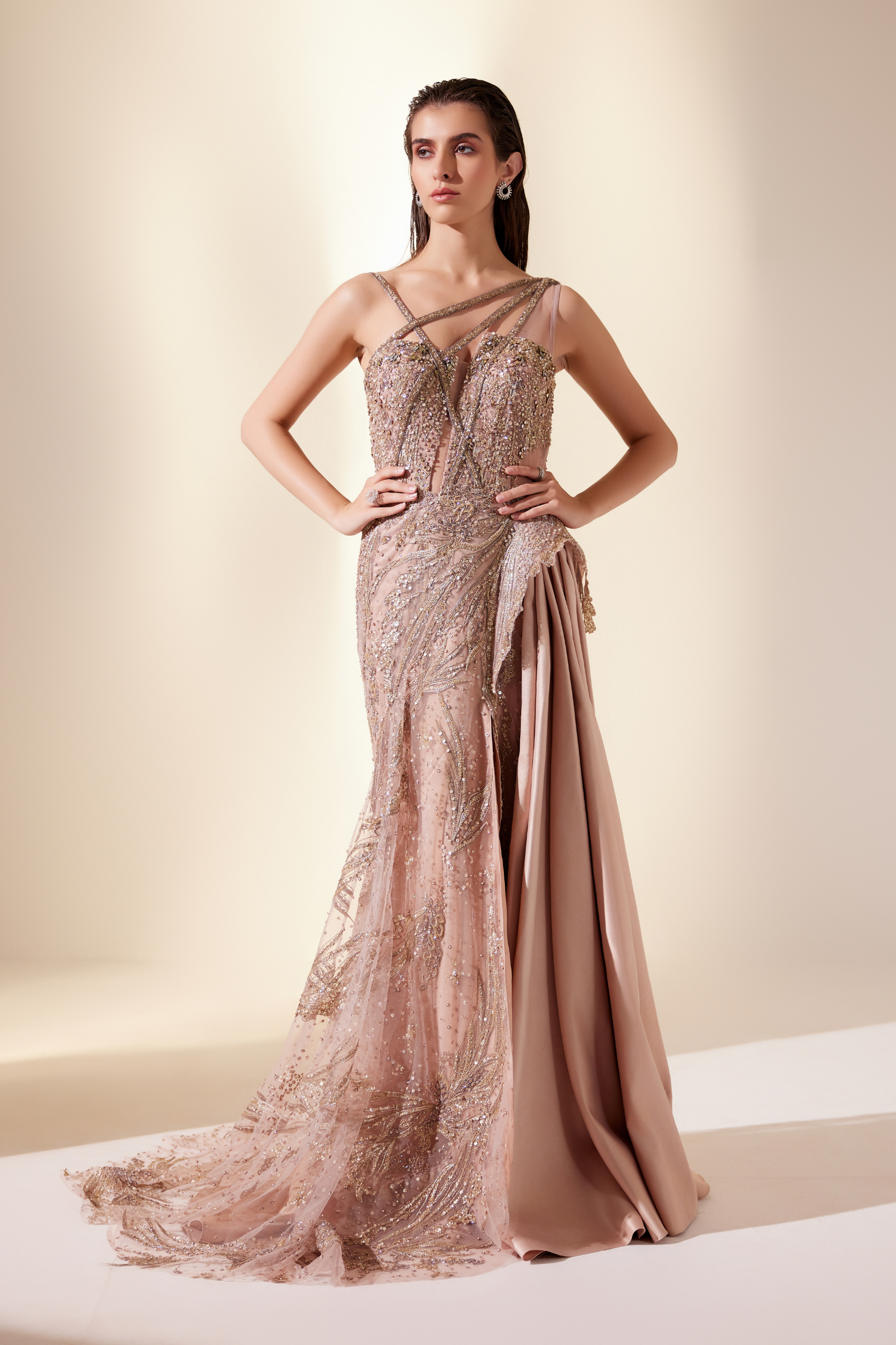 Luminescent peach gown (Lean gown)