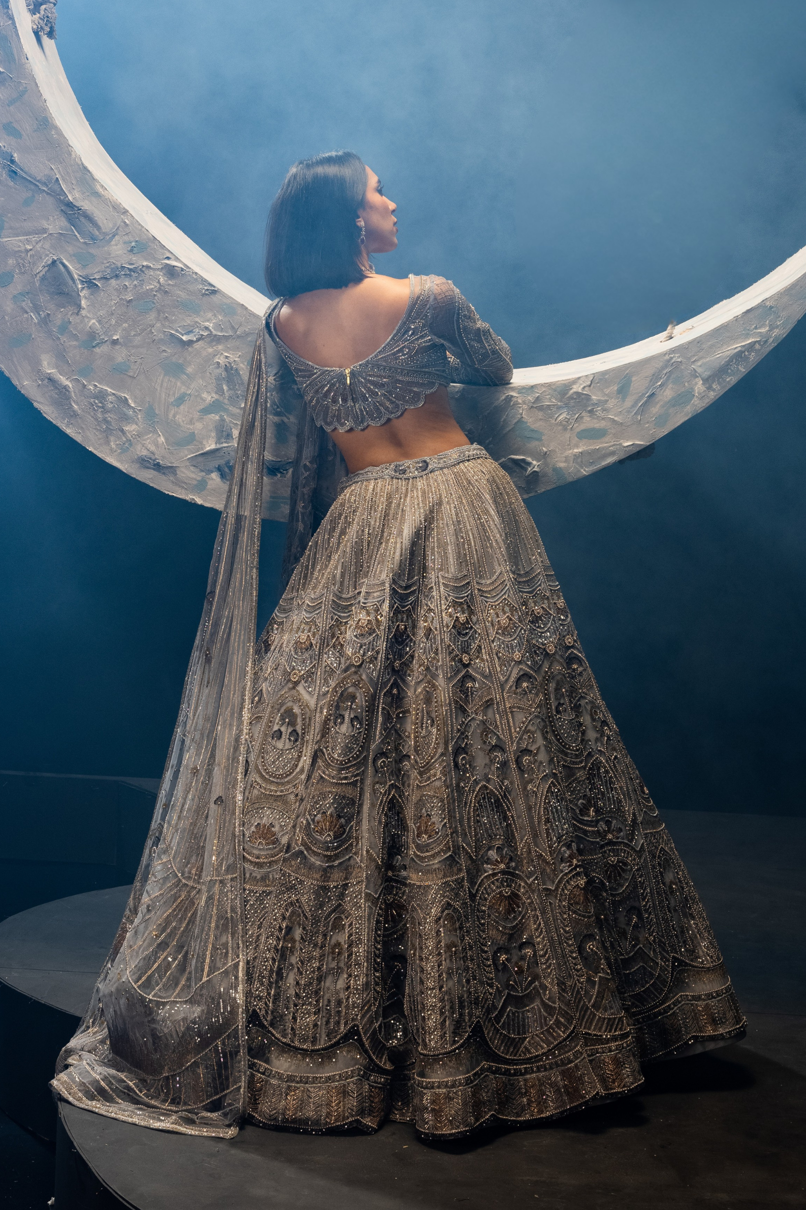 Metallic Blush Floral Lehenga