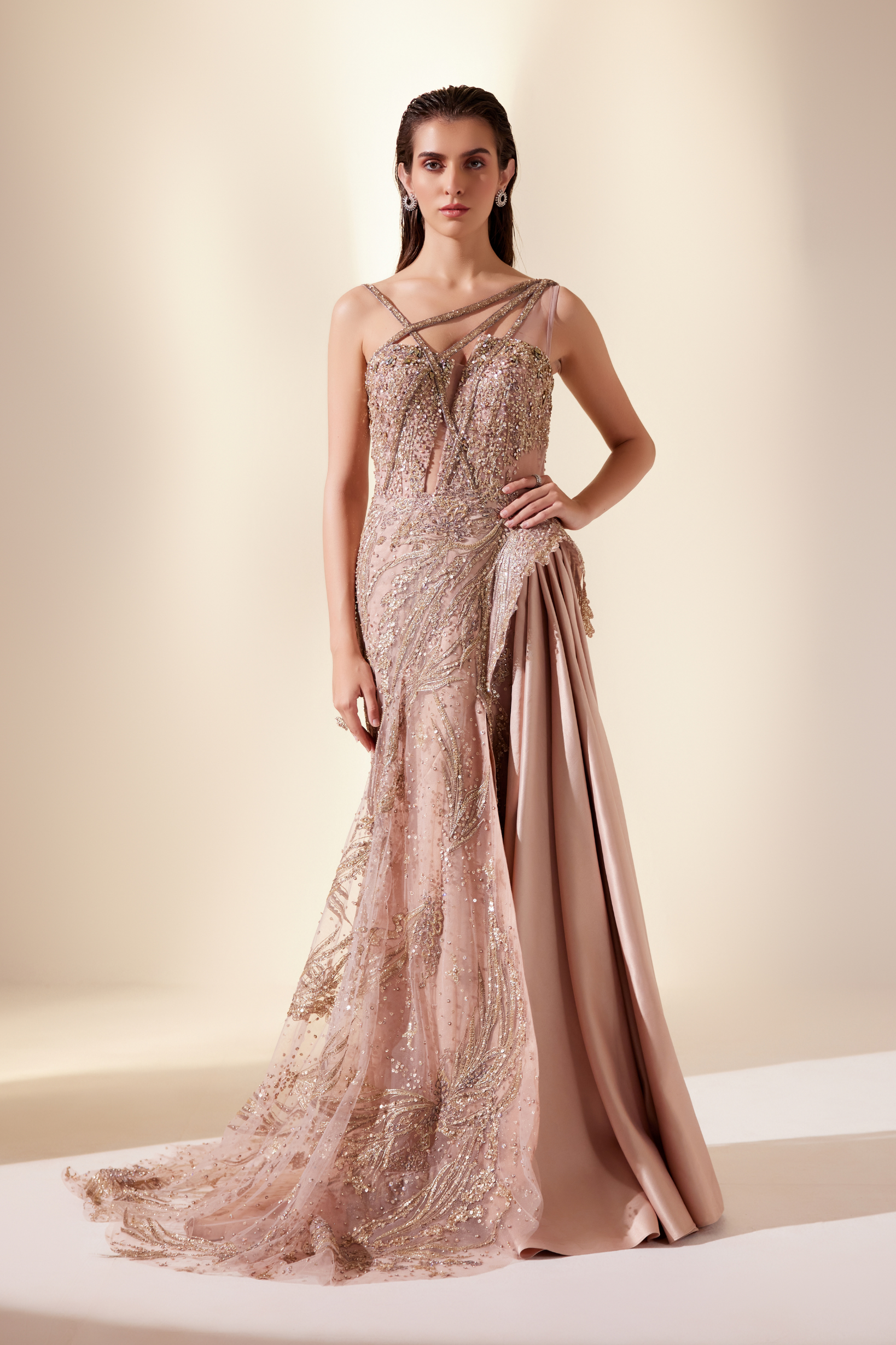 Luminescent peach gown (Lean gown)