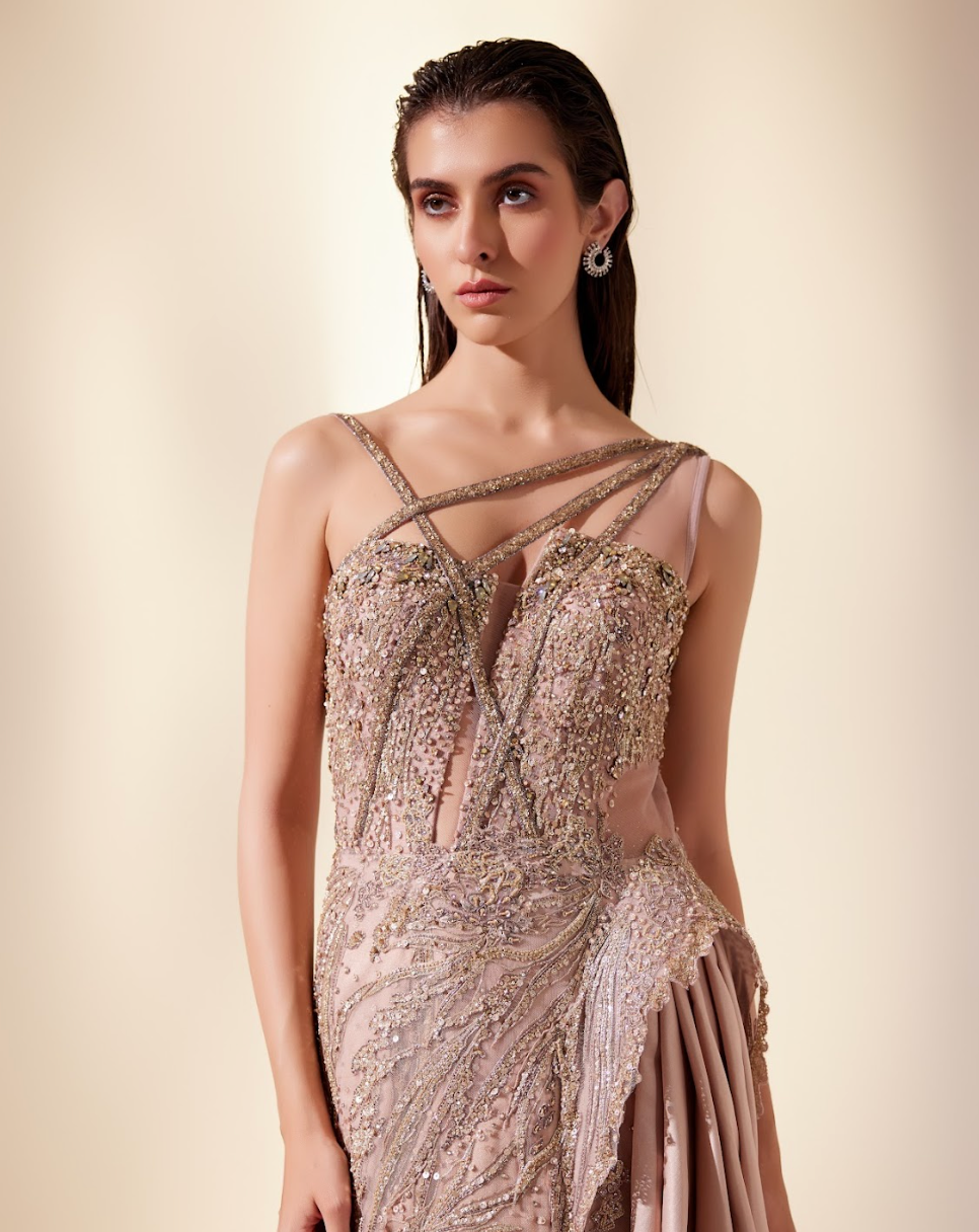 Luminescent peach gown (Lean gown)