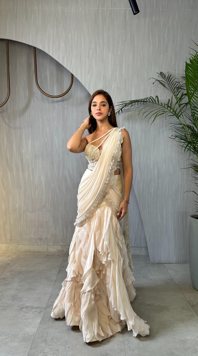 PRIYA DORA INMOONBEAM IVORY SAREE